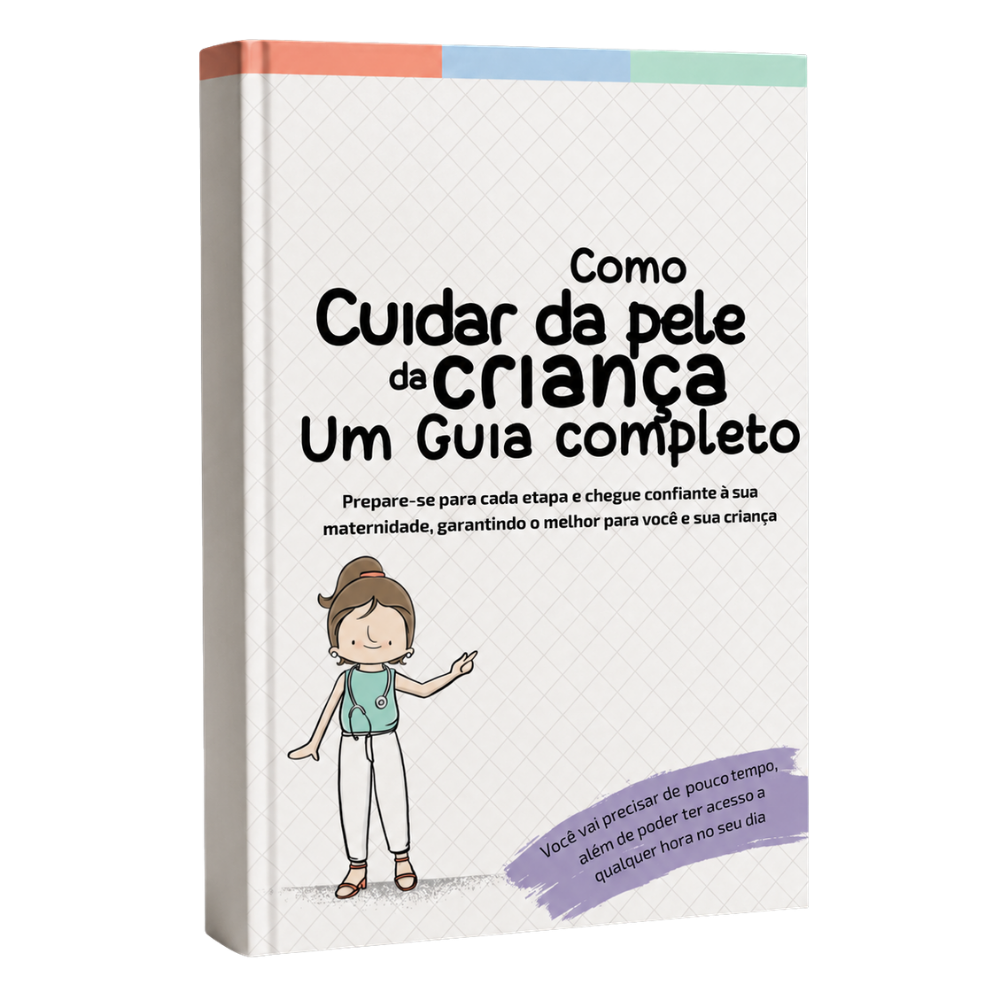 Mockup do guia Como cuidar da pele da criança, um guia completo